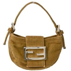 Fendi Brown Corduroy Mini Handbag